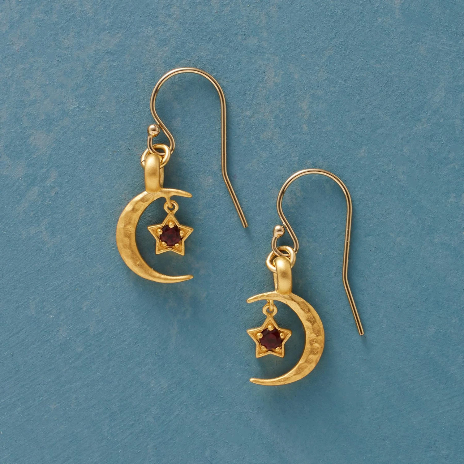 Gold Plate Moon’s Embrace Birthstone Earrings 1 Gold Plate Moon’s Embrace Birthstone Earrings